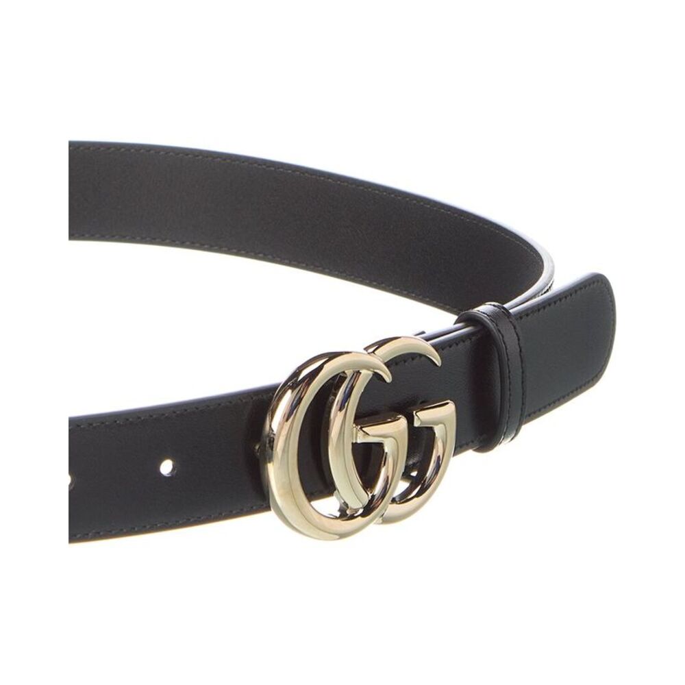 Gucci Gg Marmont Thin Leather Belt, Black - Picture 2 of 3